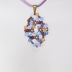 Pendant 30cm - Shea Rhombus S-Mauve Suedine - Pendant 30cm - Laiton bronze